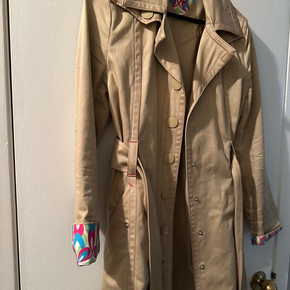 Tan Trench Coat with Belt and Epaulettes